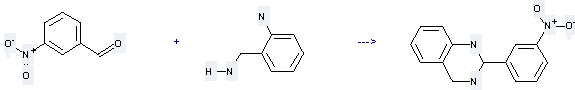 The 2-Aminobenzylamine can react with 3-Nitro-benzaldehyde to get 2-(3-Nitro-phenyl)-1,2,3,4-tetrahydro-quinazoline